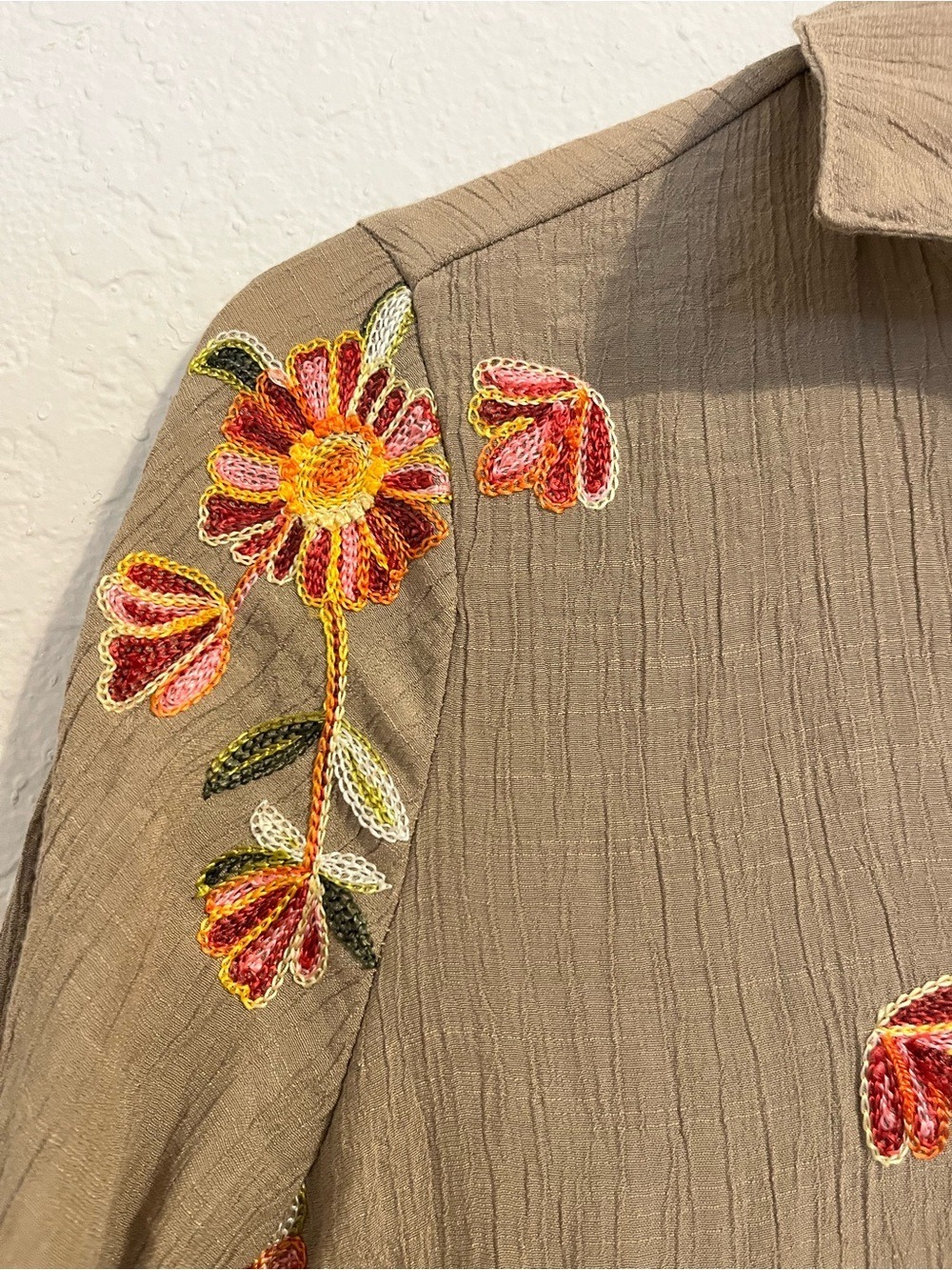 Fig + Flower Anthropologie Embroidered Floral Tiered Midi Dress Large Boho - Picture 5 of 11